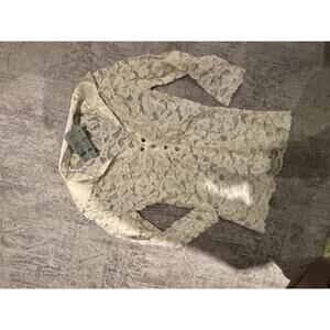 NWT Deadstock Cache Women's Lace Long Sleeve Blouse w Silk Collar Medium